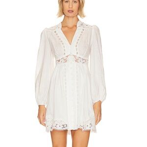 August Plunge Mini Dress in Ivory Zimmermann NWT